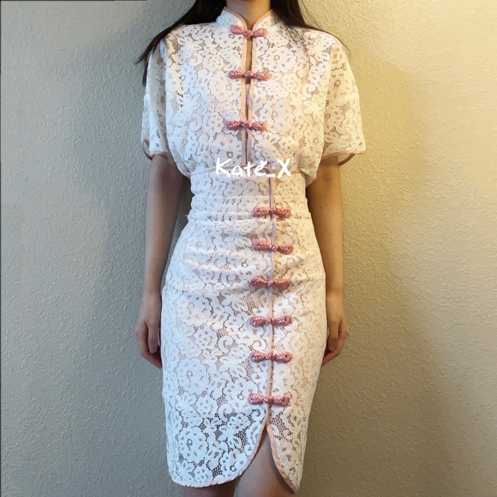 Unbranded “Pameo Pose Style” Lace Mandarin Top & Skirt Set